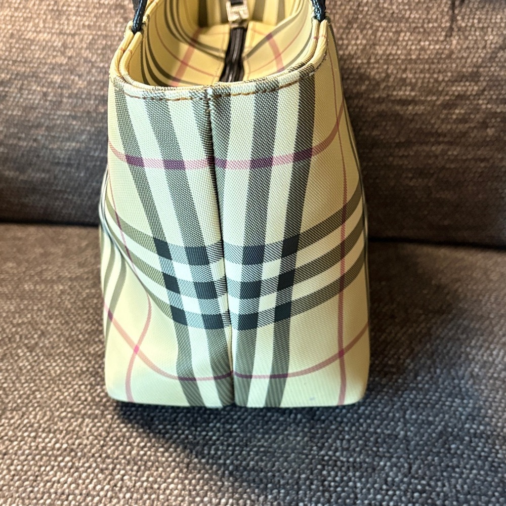 Burberry Beige Check Tote  Small with Black Handles - Picture 5 of 9
